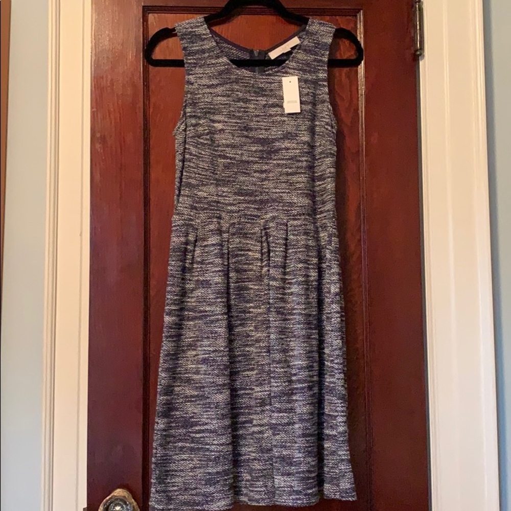 Ann Taylor Loft Black & White Tweed Pattern Dress